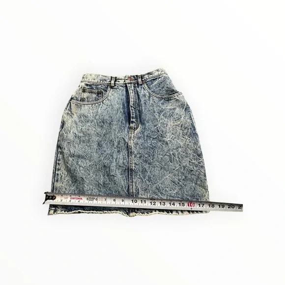 Jordache Denim Skirt Womens 11/12 Blue Acid Wash Basics High Waist Back Zipper - Picture 7 of 10